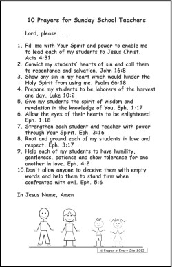 Prayer in Every City 10 Prayers for Sunday School Teachers