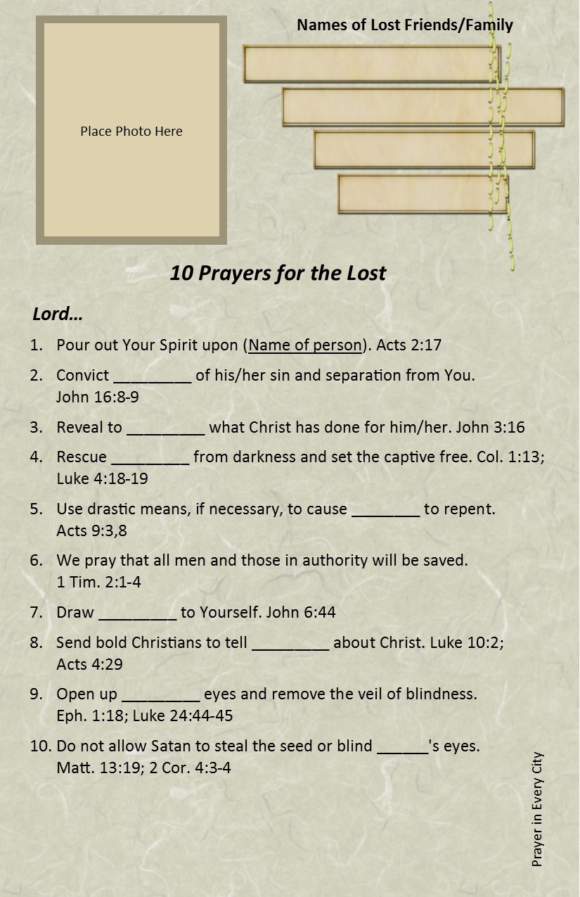 10 Prayers for the Lost Prayer in Every City Journal