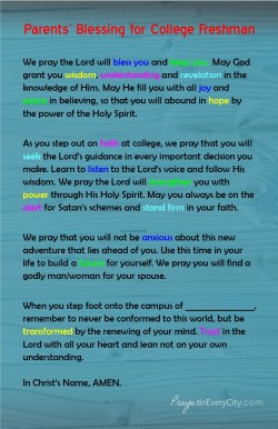 Parents' Blessing College Freshman